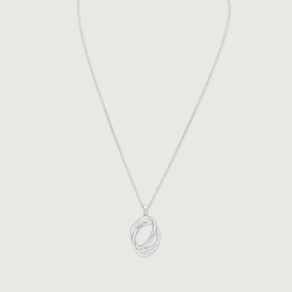 Elegant Double Loop Crystal Pendant Necklace for Women | Premium Silver Finish